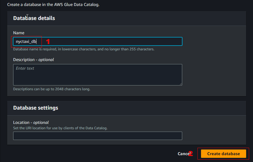 Create database