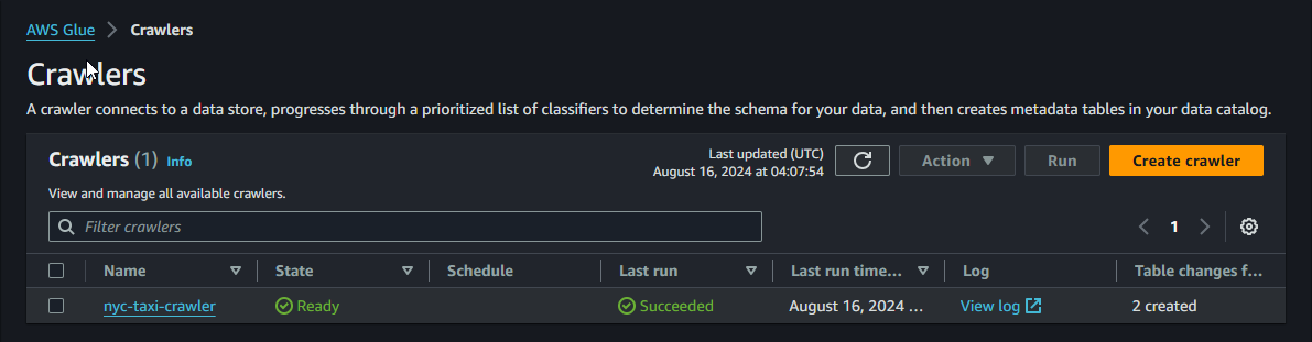 Run the Glue Crawler