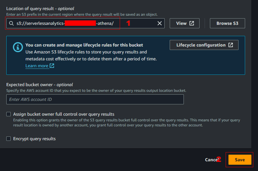 Query result location and encryption