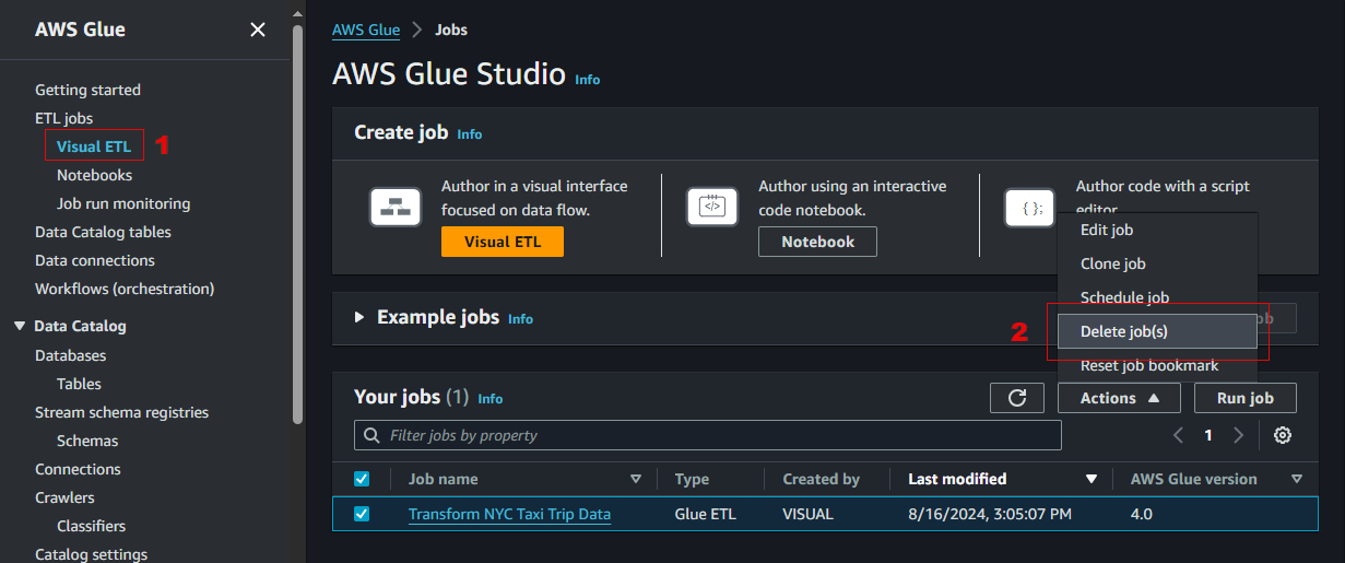Delete Glue Job